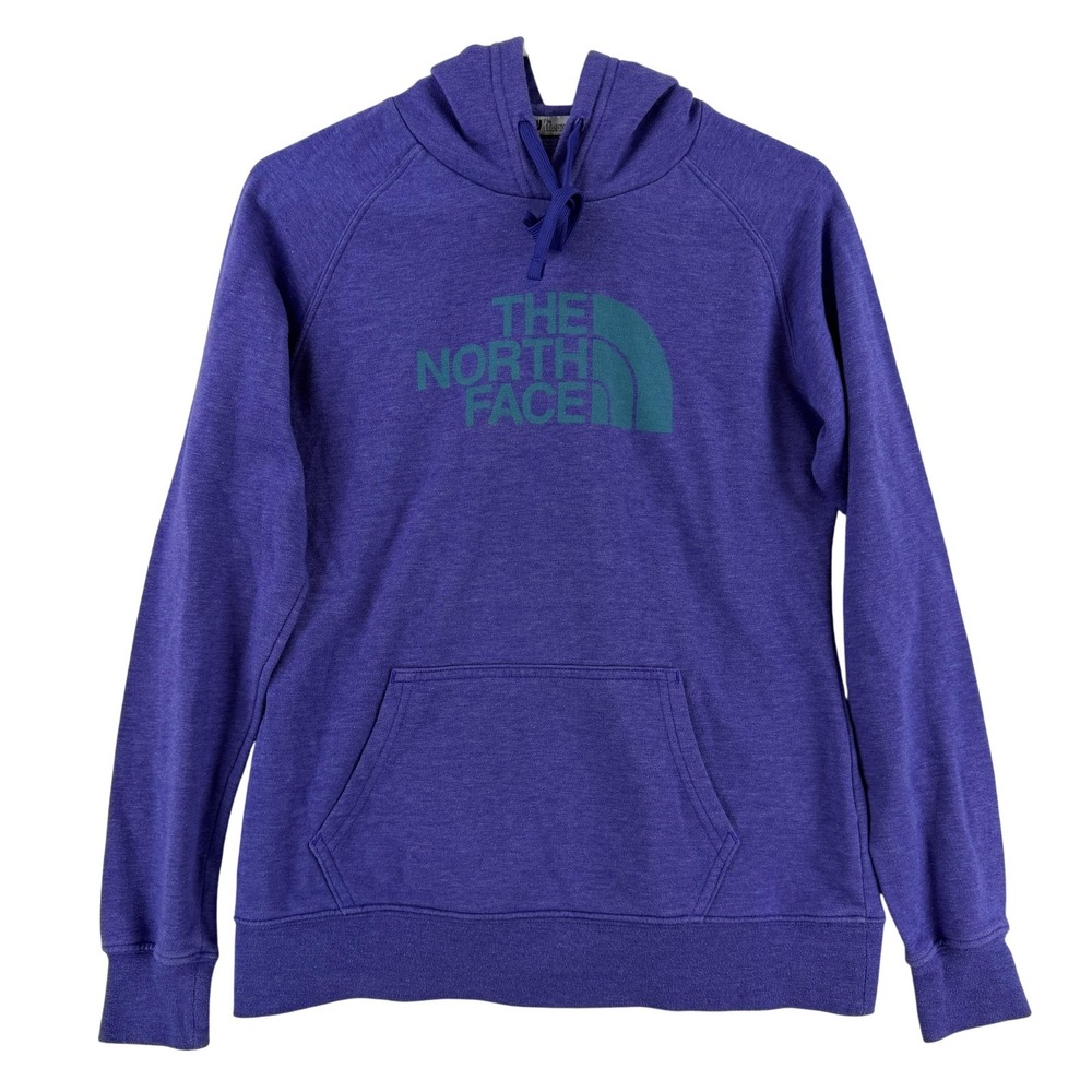 The North Face Hoodie Womens Small Purple Pullover Logo Fleece Sweatshirt Raglan